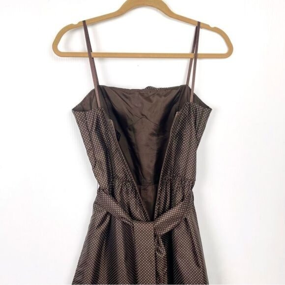 BCBG Paris Brown/white polka dot pleated dress size 8 - Picture 5 of 8